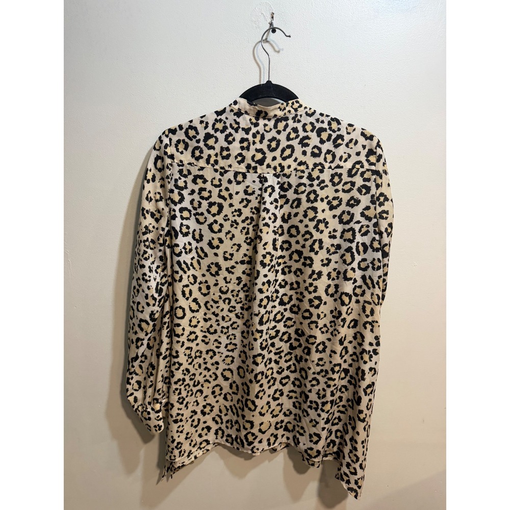 Jones New‎ York Sport Leopard Print Pintuck Button Down Blouse Tan Black Small - Picture 7 of 10